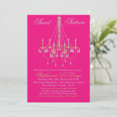 5x7 Chandelier Glitz Sweet 16 Birthday Invitation Kaart (Staand voorkant)