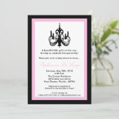 5x7 Chandelier Lichtroze Baby shower Uitnodiging (Staand voorkant)