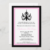 5x7 Chandelier Lichtroze Baby shower Uitnodiging (Voorkant / Achterkant)