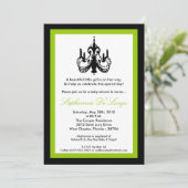 5x7 Chandelier Lime Green Baby shower Invitation Kaart (Staand voorkant)