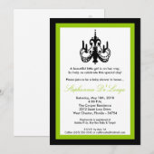 5x7 Chandelier Lime Green Baby shower Invitation Kaart (Voorkant / Achterkant)