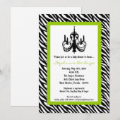 5x7 Chandelier Limoen Zebra Baby shower Uitnodigin Kaart (Voorkant / Achterkant)