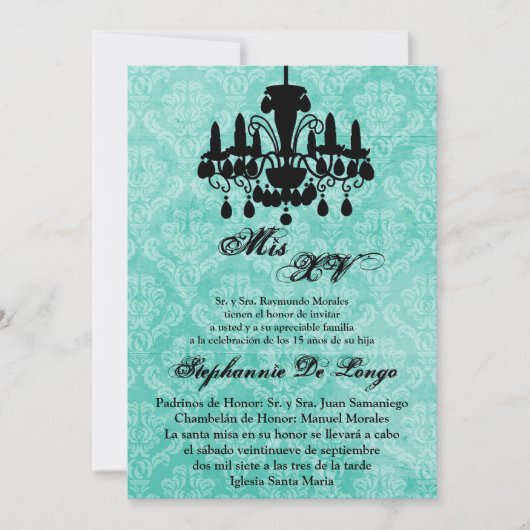 5x7 Chandelier Quinceanera Birthday Kaart (Voorkant)