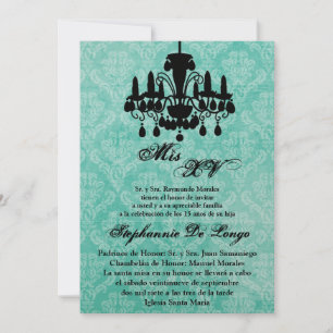 5x7 Chandelier Quinceanera Birthday Kaart