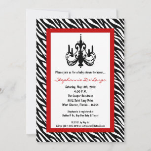 5x7 Chandelier Red Zebra Uitnodiging