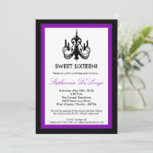 5x7 Chandelier Royal Paars 16 Birthday Uitnodiging (Staand voorkant)