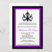 5x7 Chandelier Royal Paars Baby shower Invitation Kaart (Voorkant / Achterkant)