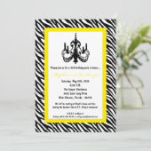 5x7 Chandelier Yell Zebra 16th Birthday Invitation Kaart (Staand voorkant)