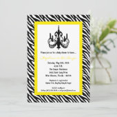 5x7 Chandelier Yellow Zebra Invitation Kaart (Staand voorkant)