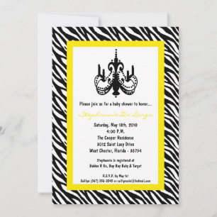 5x7 Chandelier Yellow Zebra Invitation Kaart