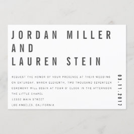 5x7 Charlie Minimalist Wedding Uitnodiging