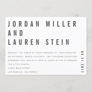 5x7 Charlie Minimalist Wedding Uitnodiging
