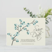 5X7 Cherry Blossom Designer Save the Date 2 blauwg (Staand voorkant)