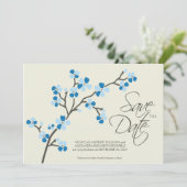 5X7 Cherry Blossom Designer Save the Date 2 blue (Staand voorkant)
