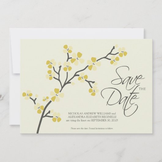 5X7 Cherry Blossom Designer Save the Date 2 citrus (Voorkant)