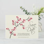 5X7 Cherry Blossom Designer Save the Date 2 red (Staand voorkant)
