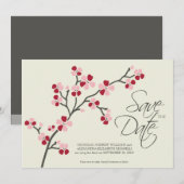 5X7 Cherry Blossom Designer Save the Date 2 red (Voorkant / Achterkant)