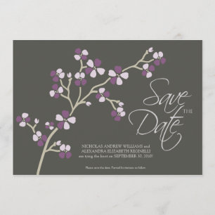 5X7 Cherry Blossom Designer Save the Date: pruim Date