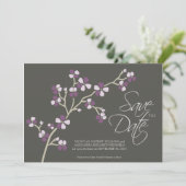 5X7 Cherry Blossom Designer Save the Date: pruim Date (Staand voorkant)