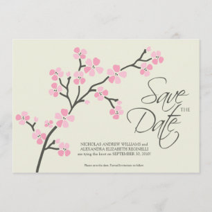 5X7 Cherry Blossom Designer Sparen Datum 2 roze Save The Date
