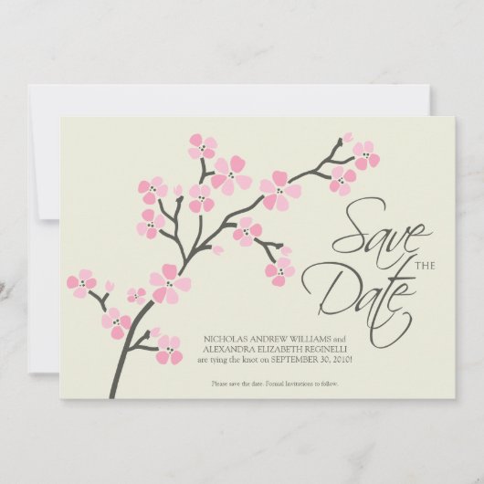 5X7 Cherry Blossom Designer Sparen Datum 2 roze Save The Date (Voorkant)