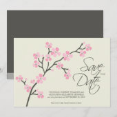 5X7 Cherry Blossom Designer Sparen Datum 2 roze Save The Date (Voorkant / Achterkant)