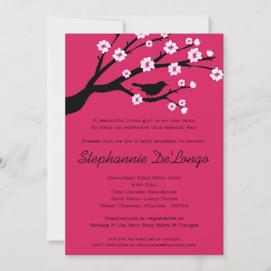 5x7 Cherry Blossom Tree Baby shower Uitnodiging (Voorkant)