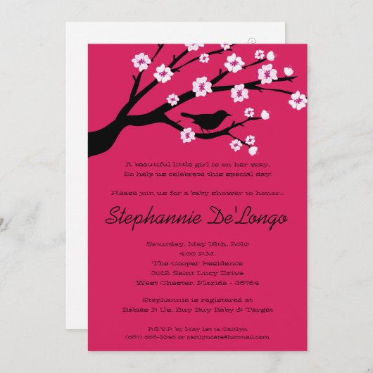 5x7 Cherry Blossom Tree Baby shower Uitnodiging (Voorkant / Achterkant)