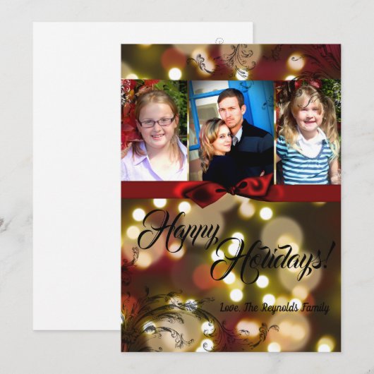 5x7 Christmas Gold Bokeh Lights Twinkle FOTOKAART Feestdagenkaart (Voorkant / Achterkant)