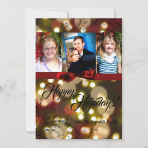 5x7 Christmas Gold Bokeh Lights Twinkle FOTOKAART Feestdagenkaart