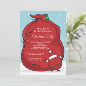 5x7 Christmas Santa Bag Christmas Party Invitation Kaart (Staand voorkant)