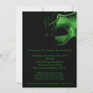 5x7 Christmas XMAS Masquerade Ball Mask Invitatie Kaart