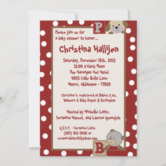 5x7 Cocalo Buttonnen Baby shower Invitation Kaart (Voorkant)