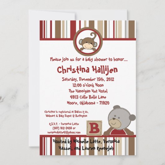 5x7 Cocalo Buttonnen Baby shower Invitation Kaart (Voorkant)