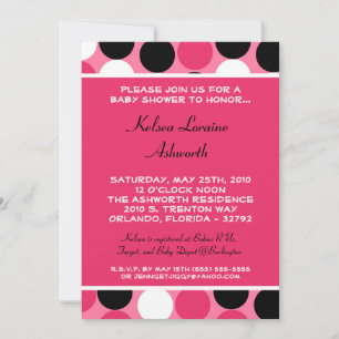 5x7 Colorful Pink Polka Dot Baby shower Uitnodigin Kaart