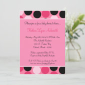 5x7 Colorful Pink Polka Dot Baby shower Uitnodigin Kaart (Staand voorkant)