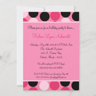 5x7 Colorful Pink Polka Dot Birthday Uitnodiging