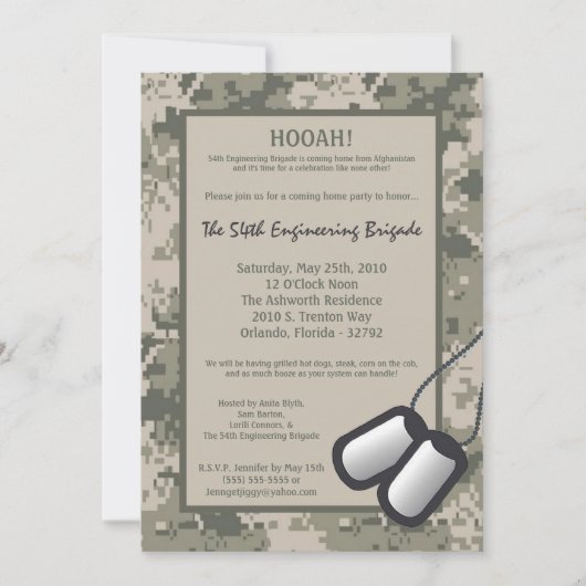 5x7 Compleet Home Invitation ARMY Camo ACU Print Kaart (Voorkant)