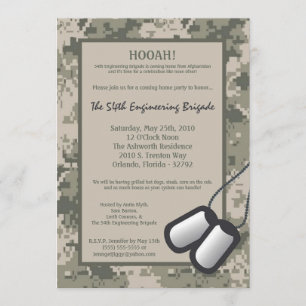 5x7 Compleet Home Invitation ARMY Camo ACU Print Kaart