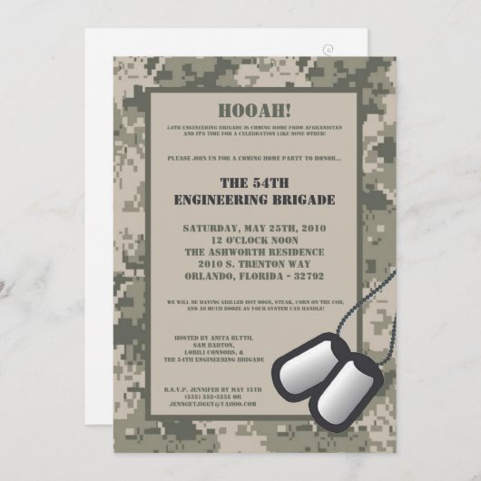 5x7 Compleet Home Invitation ARMY Camo ACU Print Kaart (Voorkant / Achterkant)