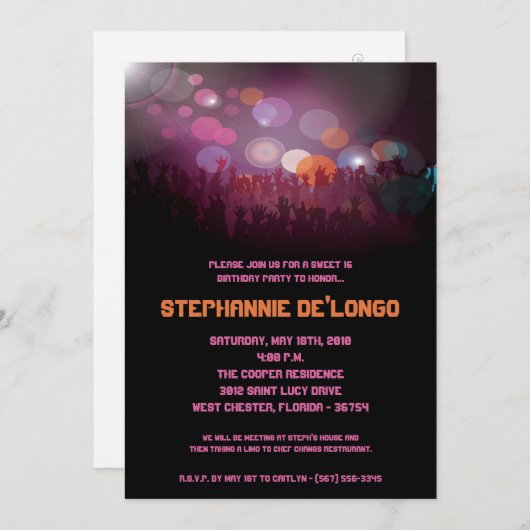 5x7 Concert Band Aren Sweet 16 Verjaardag Uitnodig Kaart (Voorkant / Achterkant)