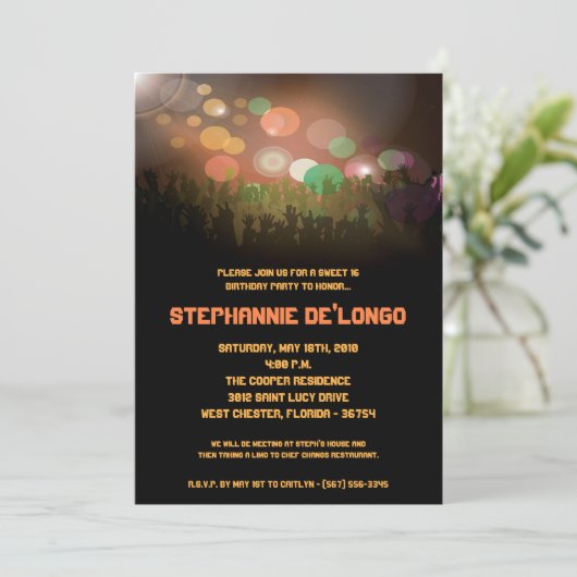 5x7 Concert Band is 16u verjaardag uitnodiging (Staand voorkant)