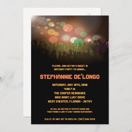 5x7 Concert Band is 16u verjaardag uitnodiging (Voorkant / Achterkant)