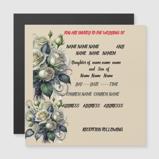 5x7 crème roos bruiloft uitnodigen magnetische uitnodiging (Voorkant / Achterkant)