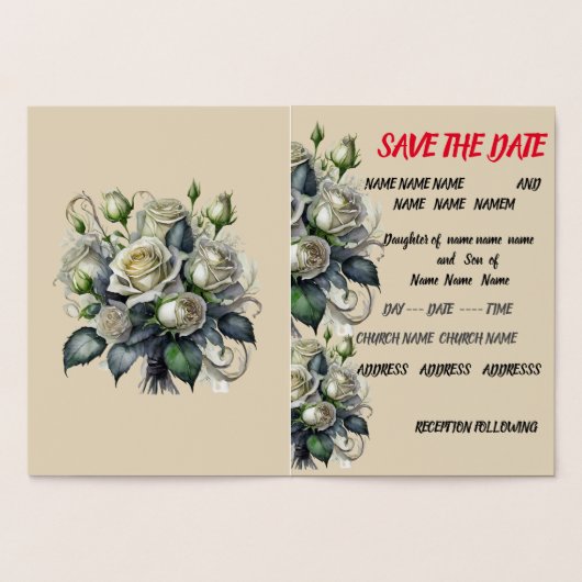 5x7 creme roos bruiloft uitnodigen SAVE THE DATE Folie Kaarten (Binnen)