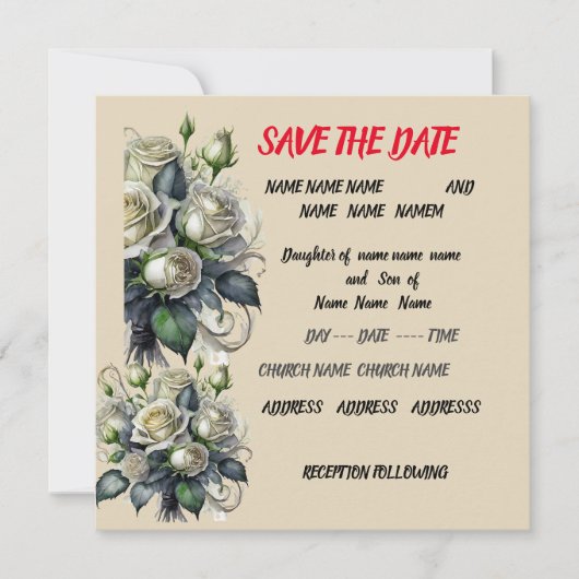 5x7 crème roze trouw uitnodiging SAVE THE DATE (Voorkant)