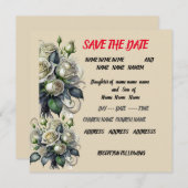 5x7 crème roze trouwkaart SAVE THE DATE (Voorkant / Achterkant)