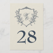 5x7  Crest Navy Cream Trouwtafel Nummer (Voorkant)