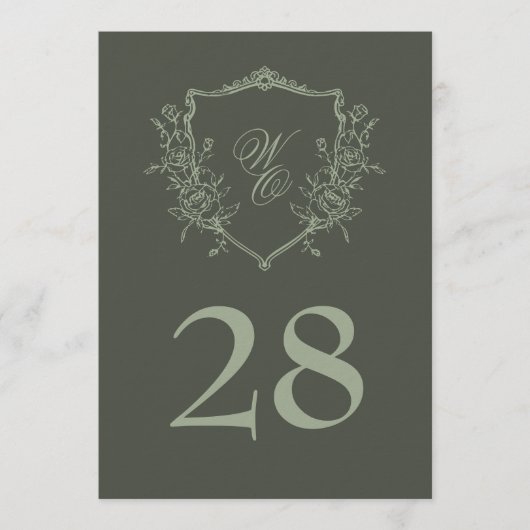 5x7  Crest olijfsalie Tafel Nummer (Voorkant)