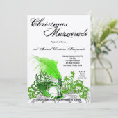 5x7 Crimson Green Masquerade kerstavond uitnodigin Kaart (Staand voorkant)